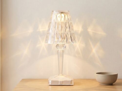 Lampe de table LED effet cristal rechargeable