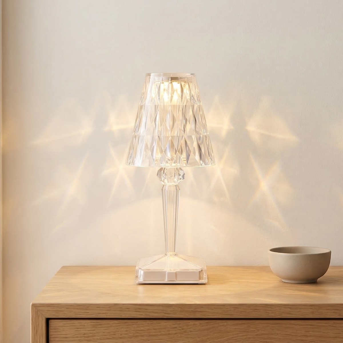 Lampe de table LED effet cristal rechargeable